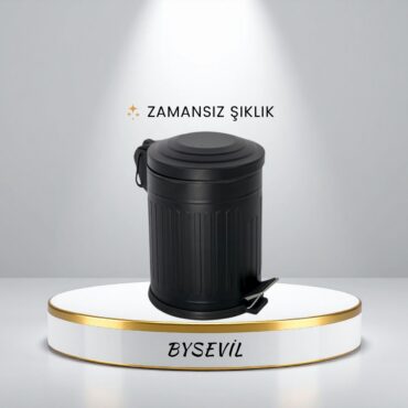 Vintage 12 Litre Pedallı Çöp Kovası Siyah | Yavaş Kapanır | Amortisörlü | Silinebilir